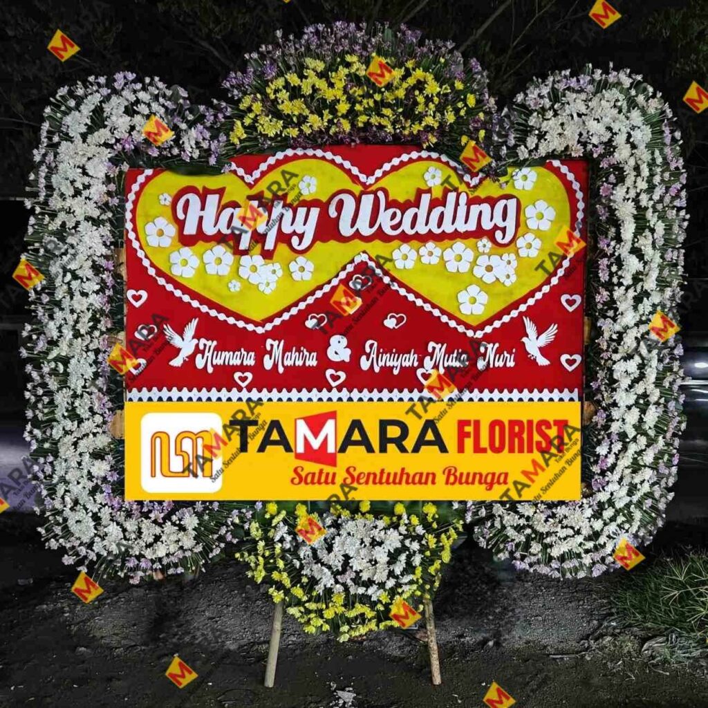 bunga papan happy wedding
