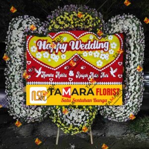 bunga papan happy wedding